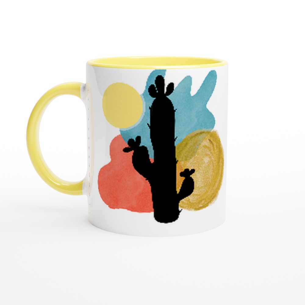 Southwest Watercolor Cactus Ceramic Mug - 11oz Vivid Print