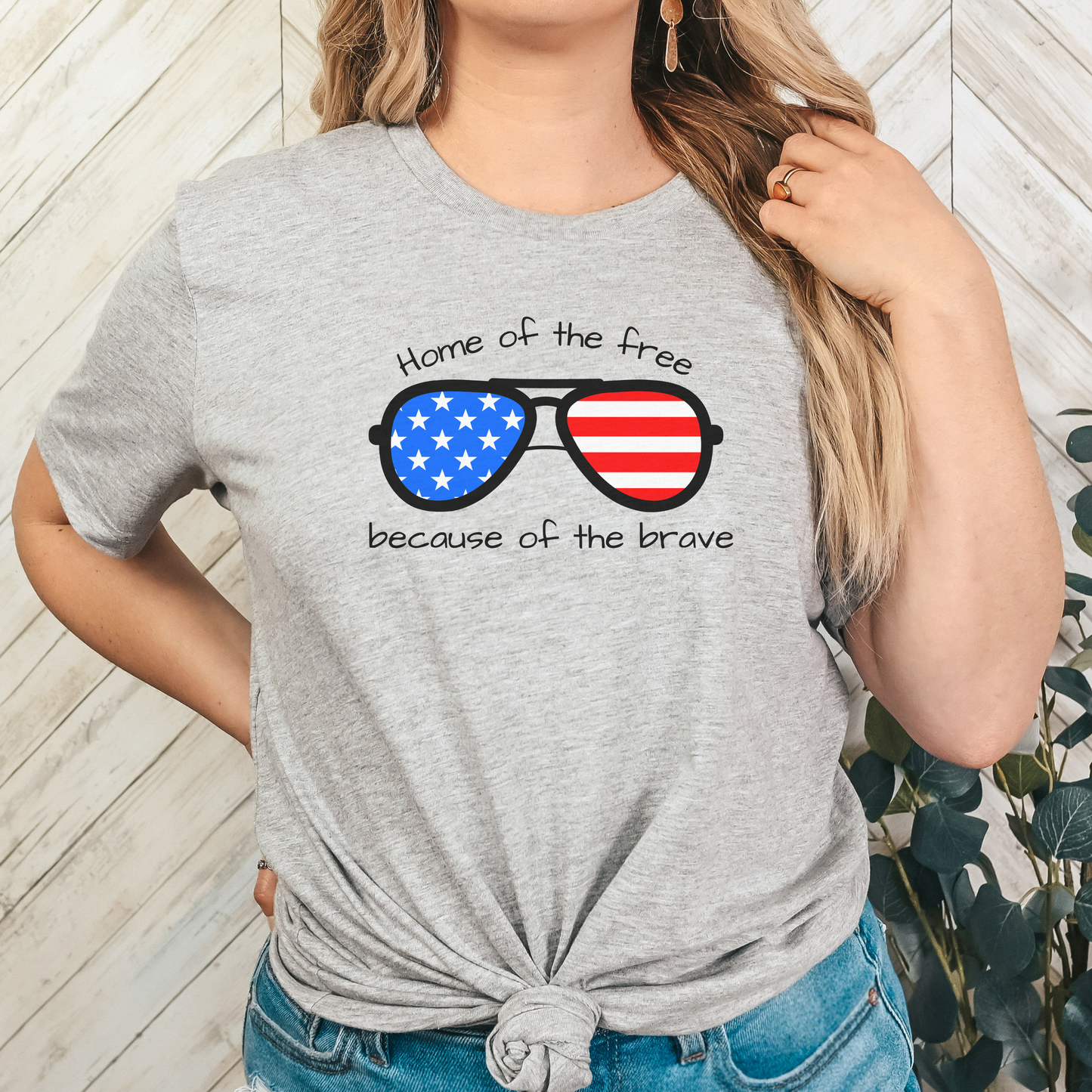 "Because of the Brave" shirt in athletic heather