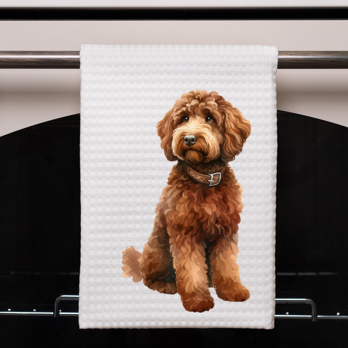 "Golden Doodle" set of 2- Waffle Weave Kitchen Towel