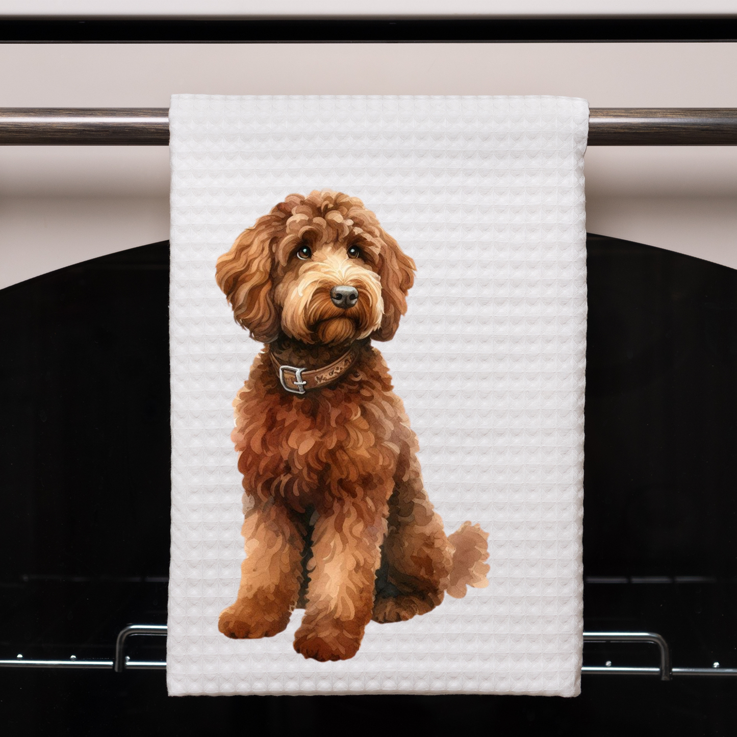 "Golden Doodle" set of 2- Waffle Weave Kitchen Towel