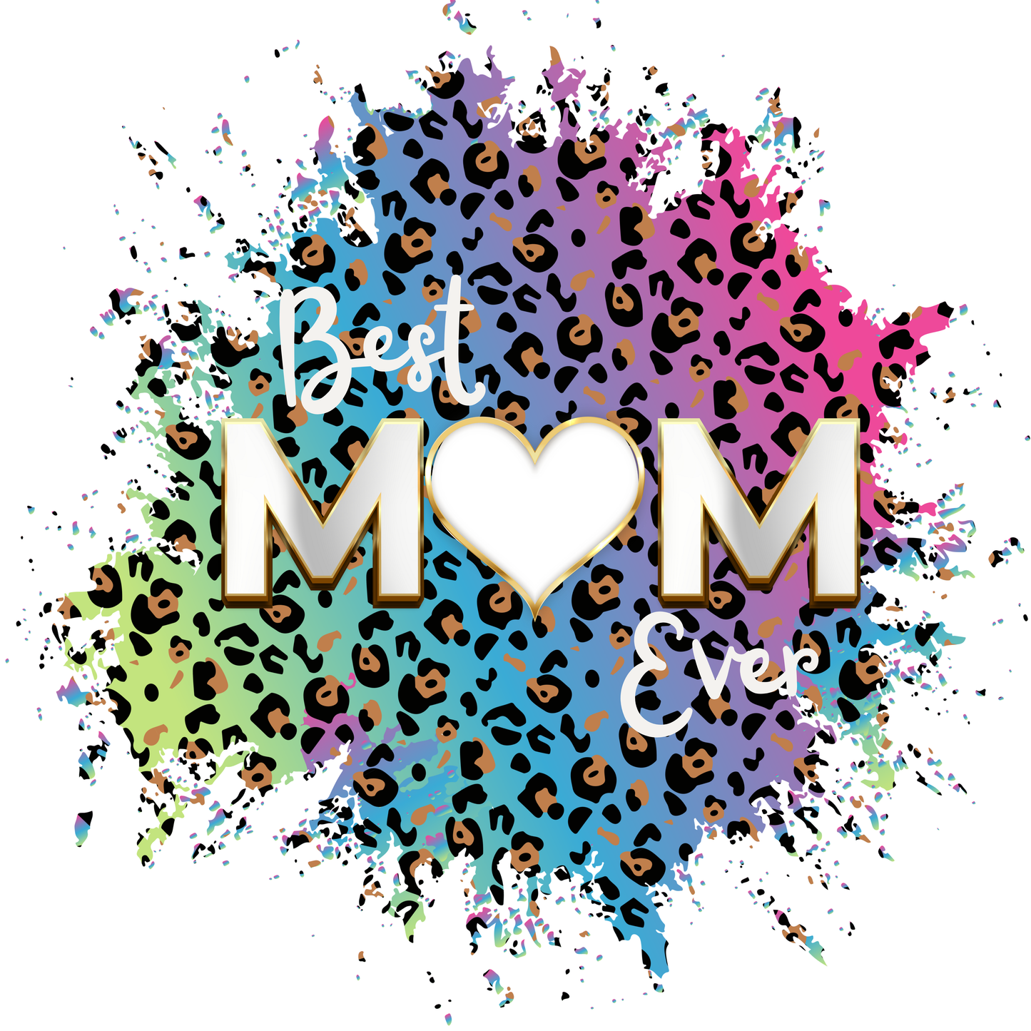 "Best Mom Ever" neon leopard background - 20 or 30 oz tumbler with straw
