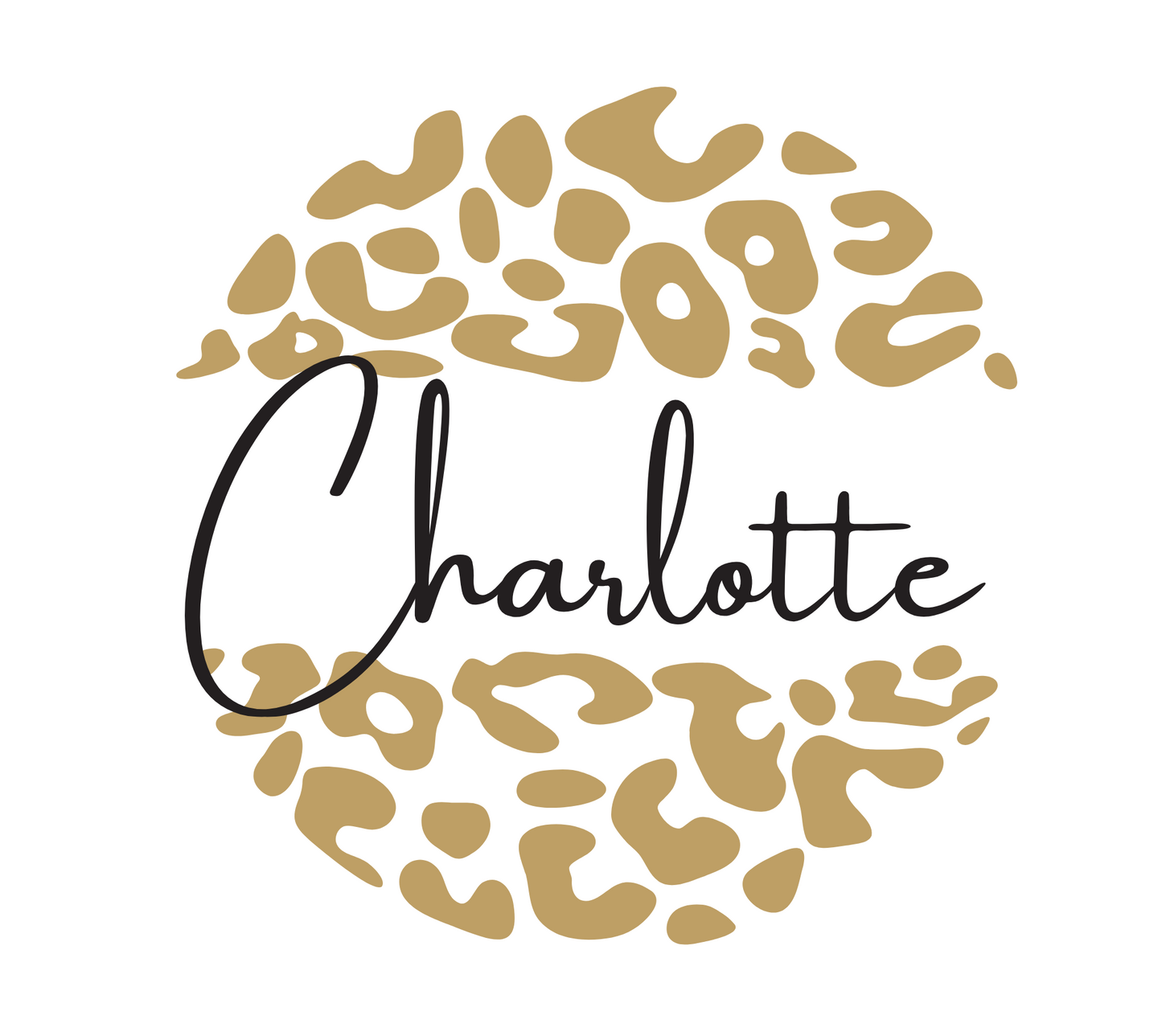 Tan leopard circle print personalized name