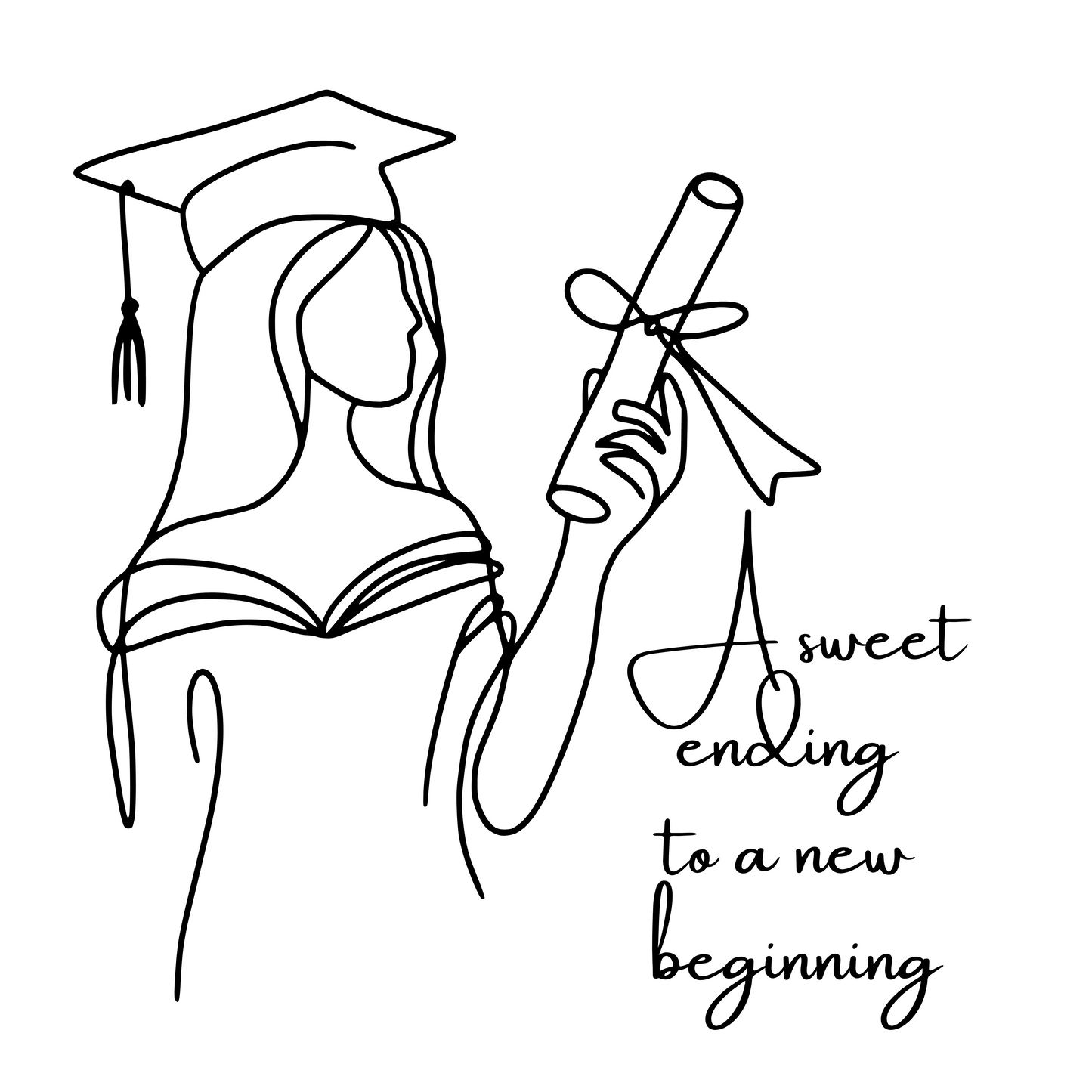 "Sweet ending" tumbler - graduate sketch - 20 or 30 oz tumbler with straw