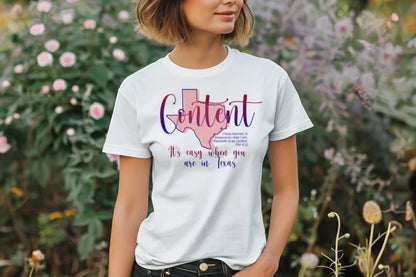 "It's Easy to Be Content in Texas" Philippians 4:11 Bella + Canvas Women's Triblend Tee