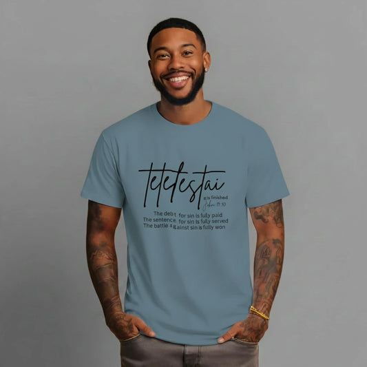 "Tetelestai - It is Finished" John 19:30 Men's soft tri blend short sleeved tee