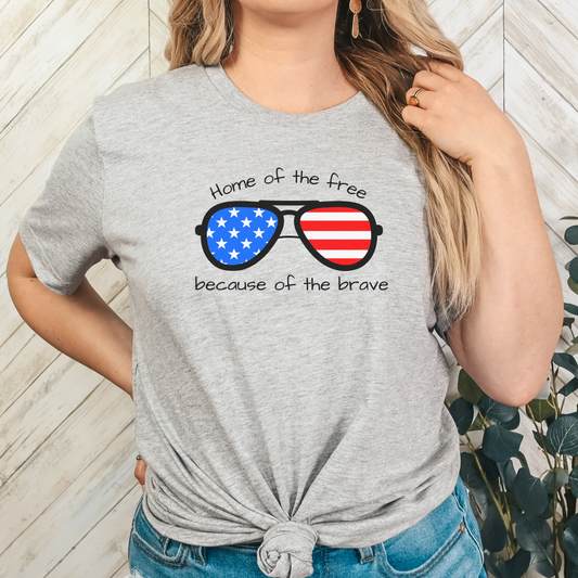 "Because of the Brave" shirt in athletic heather