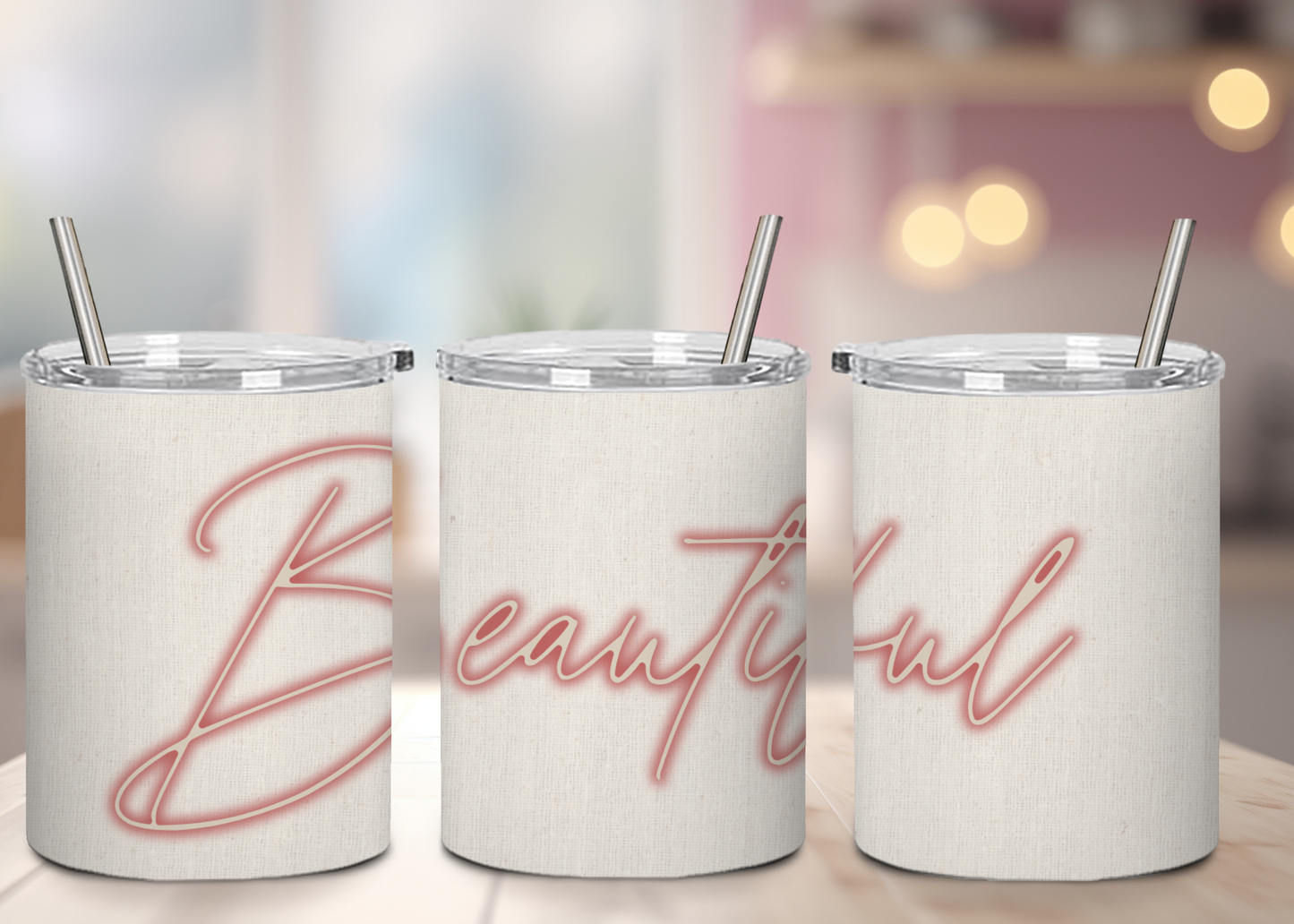 "BEAUTIFUL" tumbler - Handle-less Mug- 10 oz Stainless Tumbler Coffee