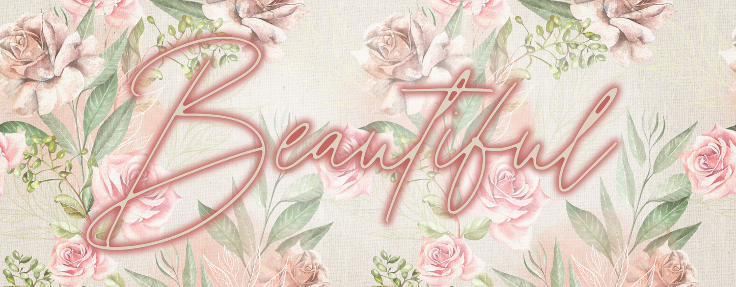 "BEAUTIFUL" with Floral background - Handle-less Mug- 10 oz Stainless Tumbler Coffee