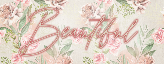 "BEAUTIFUL" with Floral background - Handle-less Mug- 10 oz Stainless Tumbler Coffee